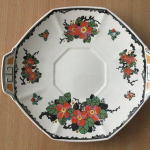Vintage Royal Doulton dinner Plate red flowers handled Made in England 10" long